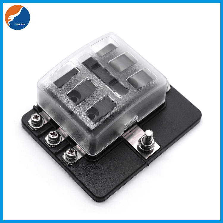 6路LED灯插片保险丝盒螺丝固定保险盒座汽车轮船改装多路保险盒