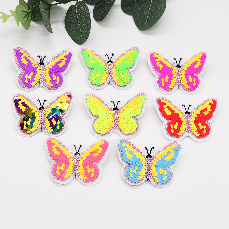 布贴珠片绣蝴蝶亮片布贴时尚衣服补丁贴花贴服装辅料耐磨现货
