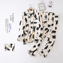 情侣睡衣秋冬季磨毛布长袖棉质家居服开衫男士家居服套装