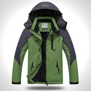 Amazon wish assault clothing couples outdoor hooded large size plus velvet padded windproof warm cotton-padded jacket men's wholesale