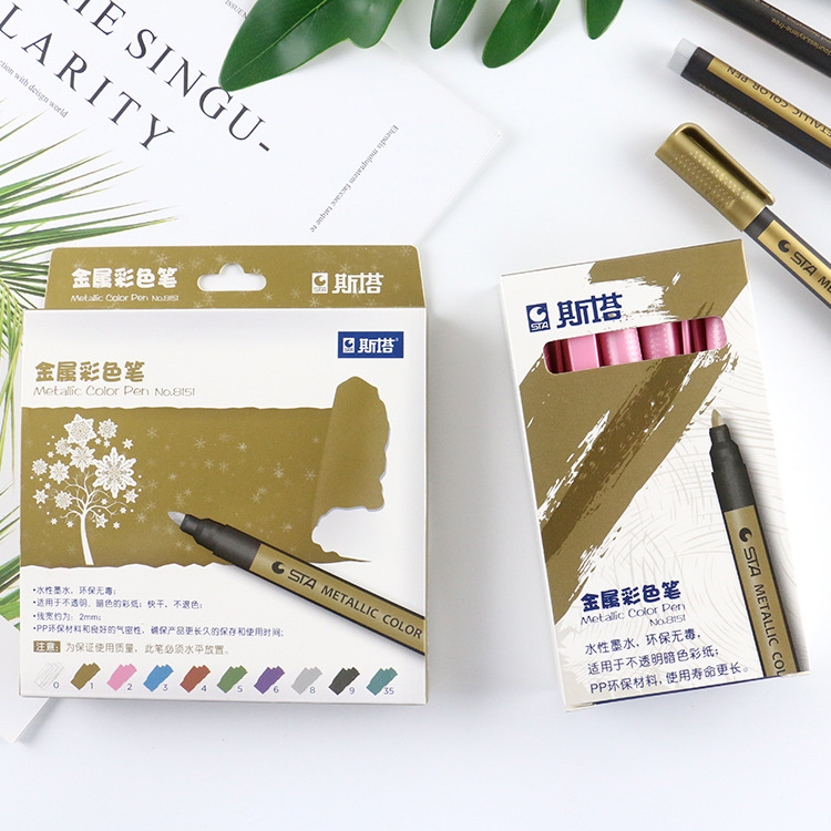 STA sta8151 marcador de metal pluma de pintura 6551 de espesor graffiti pluma una caja de 10 unidades de ancho de línea 2mm