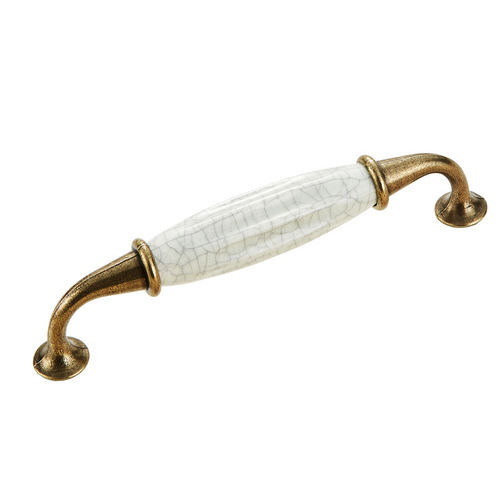 Okali classic European style bathroom cabinet door handle wood grain marble cracked black and white ceramic handle