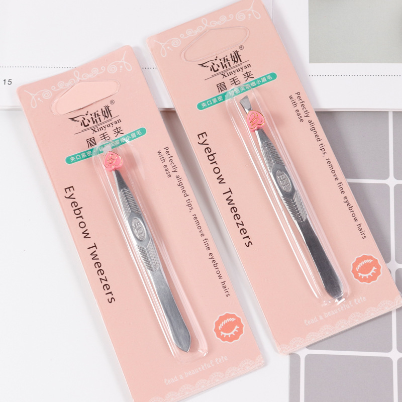 Factory Supply Stainless Steel Eyebrow Clip Beauty Makeup Oblique Eyebrow Pulling Tool Multifunctional Tweezers Makeup Eyebrow Clip