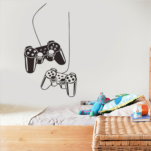 Cross-border new game console handle creative vinyl carved wall stickers living room bedroom decorative painting KS444