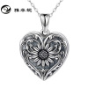 Necklace heart shaped, photo, retro pendant, accessory, silver 925 sample, sunflower, European style, suitable for import