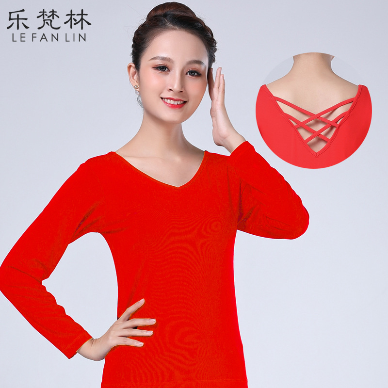 빅 레드 크로스 백 탑 (긴 소매)