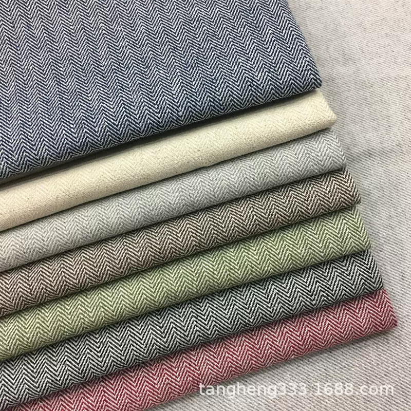 现货供应棉麻色织面料 加厚人字 斜纹色织布 秋冬季 裤子 西装