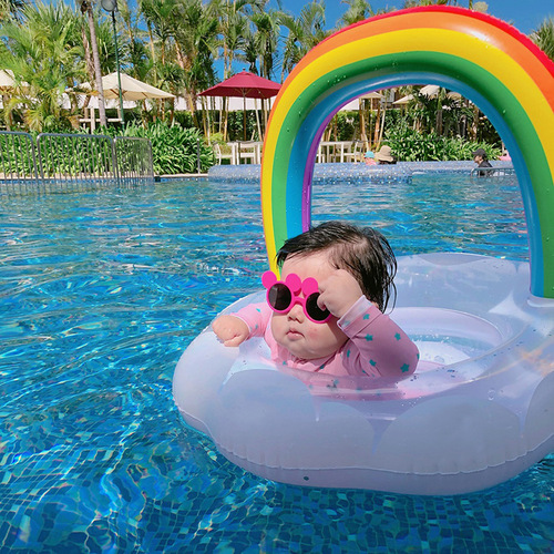 Supply ins Internet celebrity thickened children's sequin rainbow cloud seat infant swimming ring baby seat ring