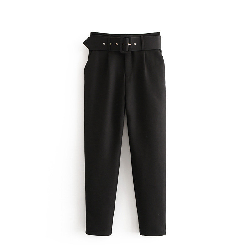 Spring 2024 New European and American-style Pleated Multicolor Harlan Pants Casual Solid Color Leg Women's Pants Give Belt