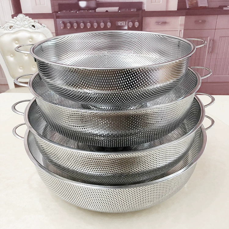 Stainless steel dense pores mostly use baskets without magnetic washing rice sieve Most of the two -eared vegetables and fruit basket drain net blue leakpound