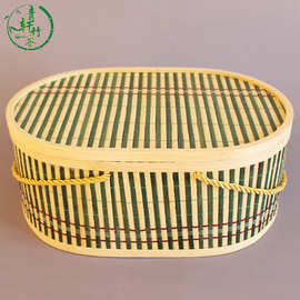 土鸡蛋绿色椭圆形竹编礼品篮子元旦春节大闸蟹水果竹篮批发礼品盒