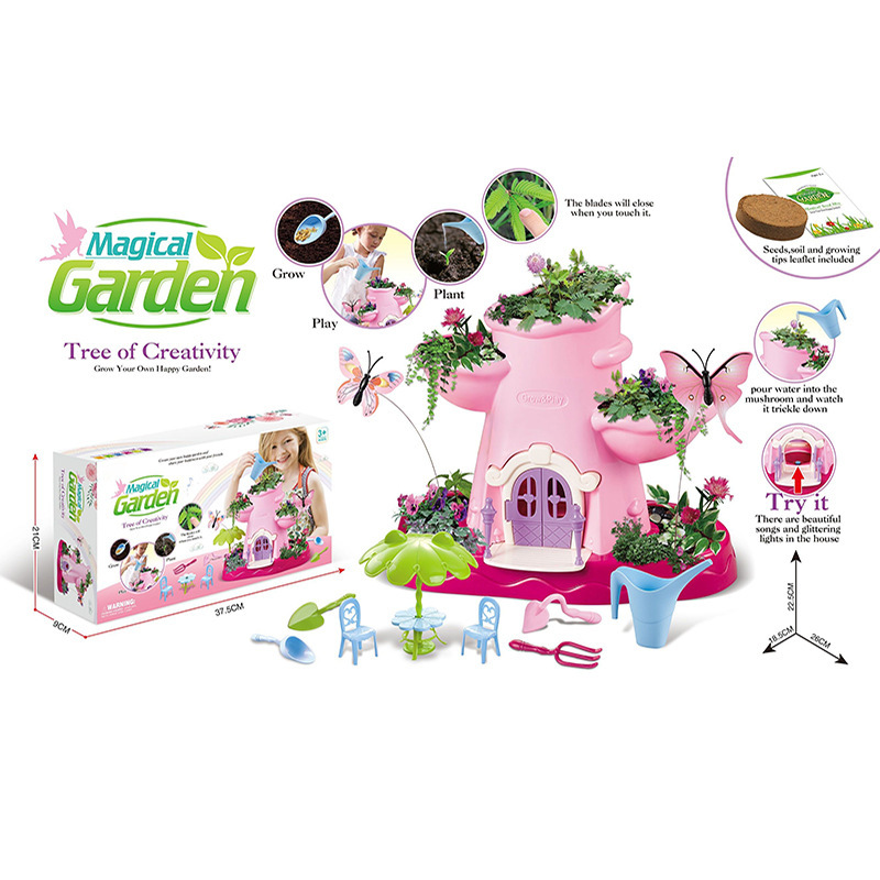 2019 New Fairy Garden House with Lights and Music, Magic Playhouse Toy with Flower Pots and Creative Lighting 2019 New Fairy Garden House with Lights and Music, Magic Playhouse Toy with Flower Pots and Creative Lighting