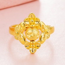 沙金女款戒指 铜镀999纯金路路通网红直播开口指环