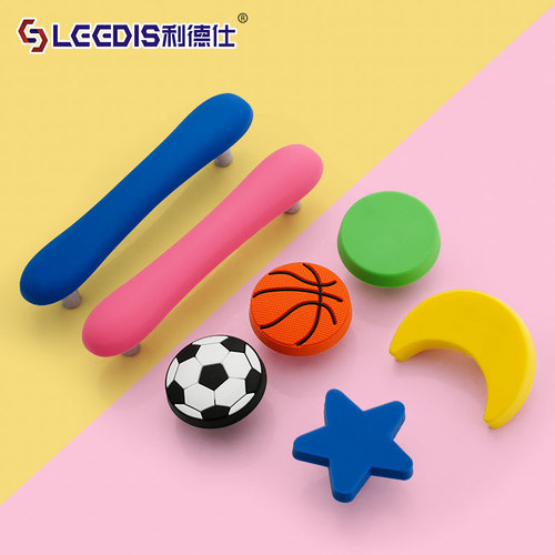 Factory direct sales anti-collision personalized new children's room wardrobe cartoon rubber handle cabinet door drawer children's handle