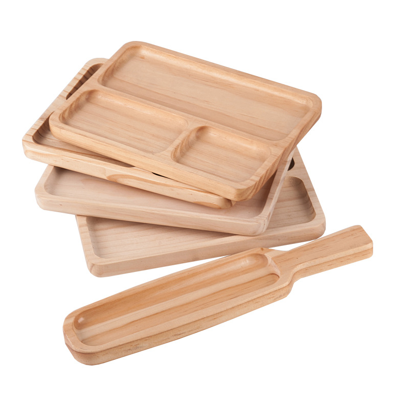Bandeja de madera de estilo japonés rectangular hogar pan placa creativa bandeja de frutas placa de la torta placa de madera maciza