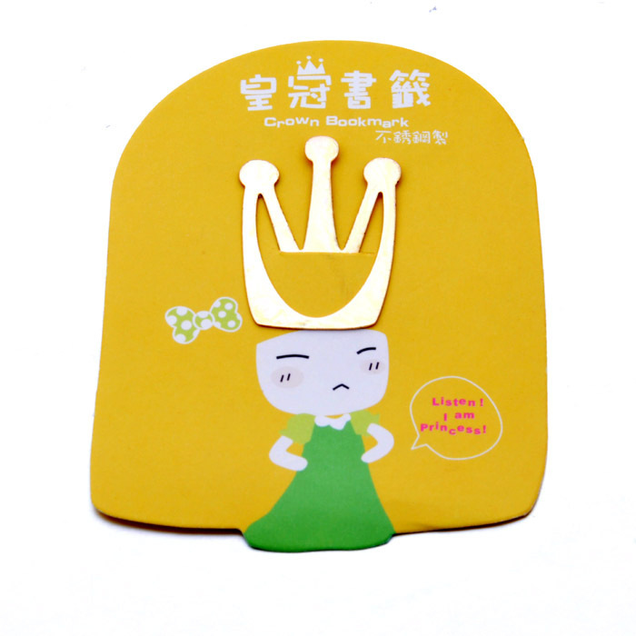 根据客户要求定做皇冠卡通图案异型黄色书签批量