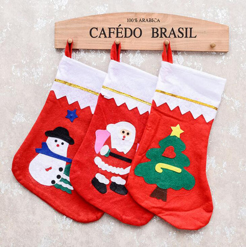 Large Gold Thread Sticker Christmas Socks Non-woven Santa Claus Sock Gift Bag Christmas Decorations Hanging Socks