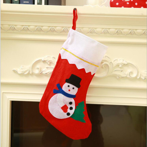 Large Gold Thread Sticker Christmas Socks Non-woven Santa Claus Sock Gift Bag Christmas Decorations Hanging Socks