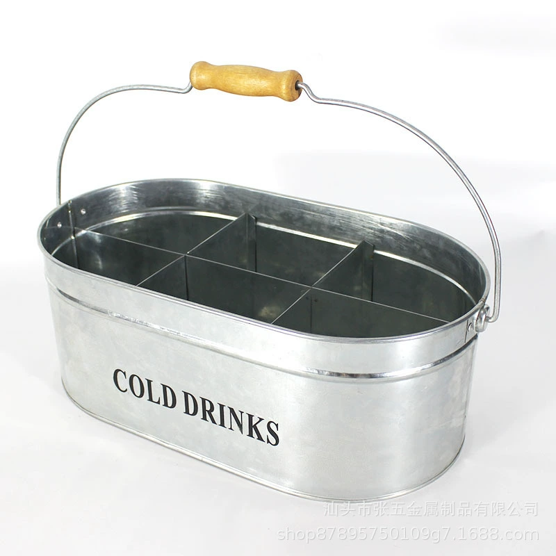 Творческий оцинкованное железо Овальное ведро льда металлическое ведро для пива ведро для напитков отель винный бар ведро льда с ручкой