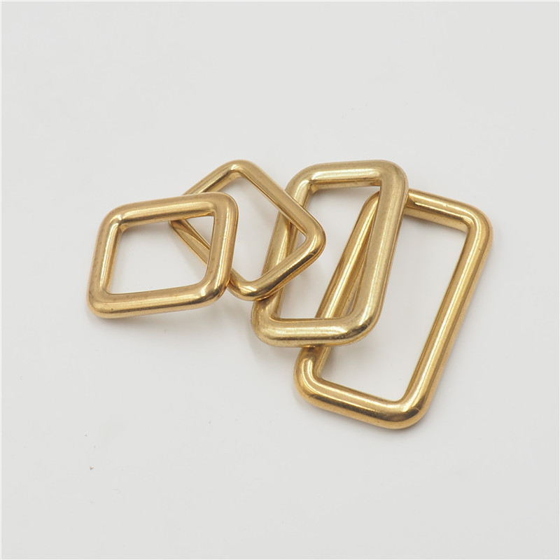 Pure Brass Seamless Square Ring, Strap Connection Square Buckle, Brass Die-Cast Mouth Buckle, Handmade Leather Goods and Bag Accessories