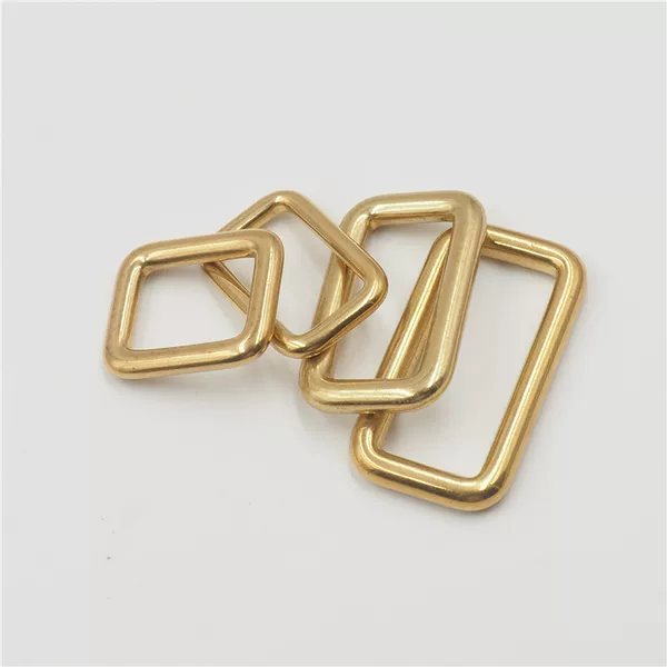 Pure Brass Seamless Square Ring, Strap Connection Square Buckle, Brass Die-Cast Mouth Buckle, Handmade Leather Goods and Bag Accessories