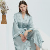 Silk long bathrobe, fashionable pijama, set, European style, wholesale