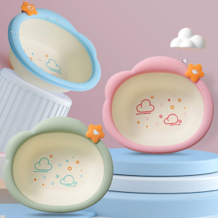 Factory direct baby basin baby cartoon basin baby thickened plastic basin three pieces cloud Basin