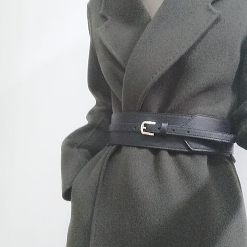 Korean Women's Down Jacket Belt Wide Belt Women's Genuine Leather Belt Simple Decorative Waist Strap Black Wholesale