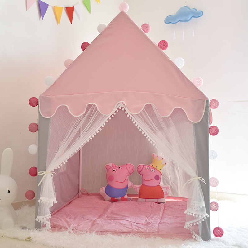 Tienda de campaña infantil para interiores, venta al por mayor transfronteriza, casa de juegos tipo castillo de princesa, casa de juguetes, piscina de bolas, tienda de campaña tipo cama para bebé image 12