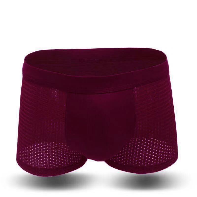 La ropa interior de seda del hielo de los hombres directos de la fábrica malla boxeadores de los hombres verano modal hueco boxeadores transfronterizos