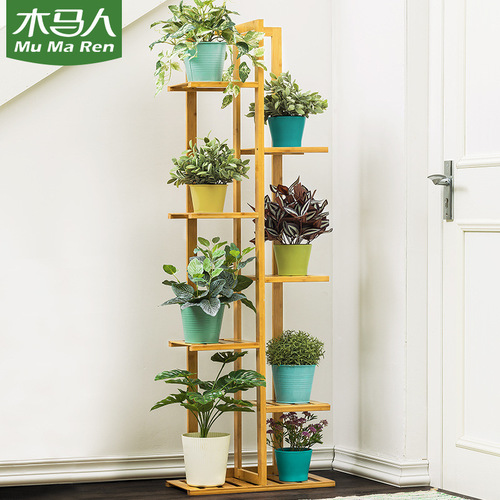 Balcony flower rack solid wood multi-layer indoor floor-standing outdoor flower pot rack living room flower rack hanging potted plant rack flower table