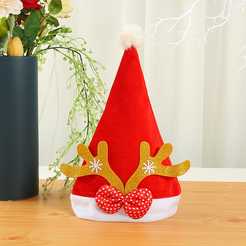 Nuevo gorro navideño rojo grueso para adultos, decoración navideña con cuernos para fiestas infantiles
