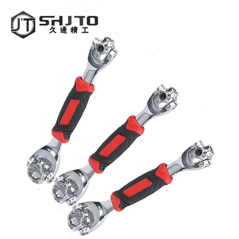 Fabricante en stock mango de plástico llave de ocho en uno llave ajustable de zócalo multifuncional 48 en uno llave de 360 grados de ocho en uno