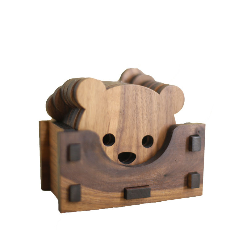 Juego de posavasos de madera maciza Soporte de posavasos en chip Manteles individuales huecos de madera maciza Soporte de posavasos de madera