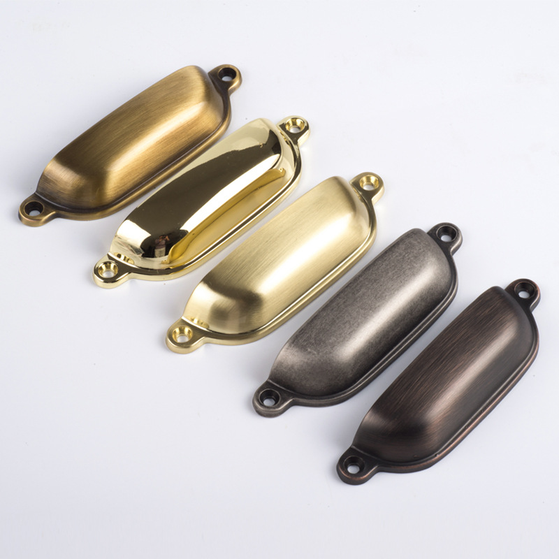 明装暗拉手简约贝壳耳朵亮铬拉手柜子衣柜橱柜抽屉半圆把手