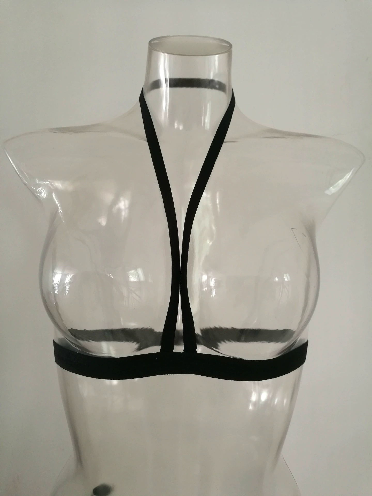 Strappy Bralette Harness (Women) on Elastic Band, European Style, Black/White, S–XXL