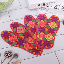 新紫色成品十字绣花鞋垫新款批发男女纯棉手工本命年吸汗排湿加密