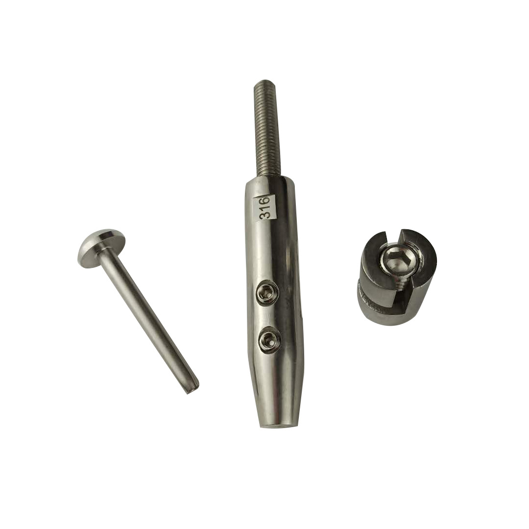 钢丝绳拉具特殊外丝拉线器带顶丝内丝直杆不锈钢接线器护栏配件