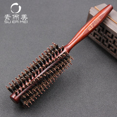 Factory Wholesale Simple and Beautiful Pig Bristle Curling Comb Wooden Hair Styling Comb High Temperature Resistant Wooden Comb