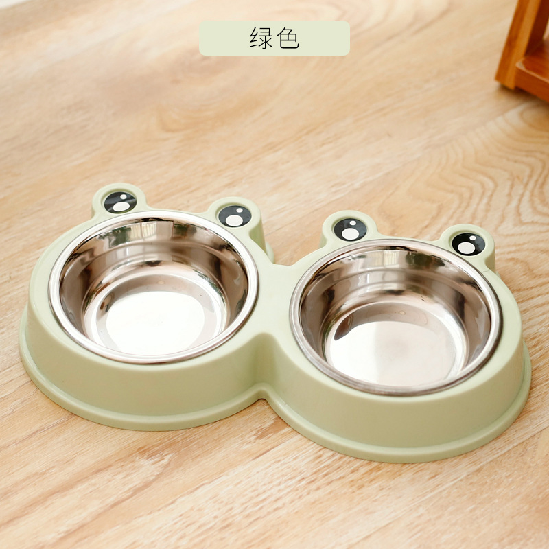 Fabricante personalizado desmontable dos en uno rana doble tazón de acero inoxidable gato tazón de plástico espesado antideslizante tazón de perro tazón de mascotas