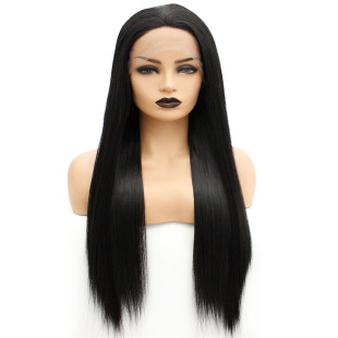 Cross-border wig 13*4 front lace women's long straight hair headgear high temperature silk matte chemical fiber headgear