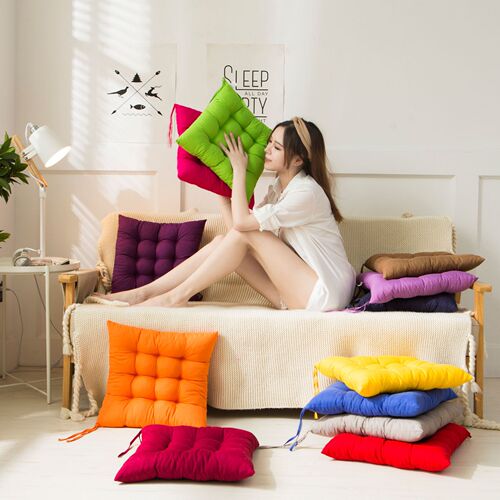 Wholesale solid color napped thick dining chair pads, office computer chair pads, student butt pads, tatami cushions