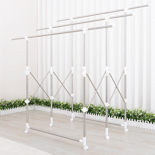 Clothes drying rack, floor-standing folding stainless steel balcony lift clothes drying rack, quilt rack, mobile clothes drying pole wholesale manufacturer