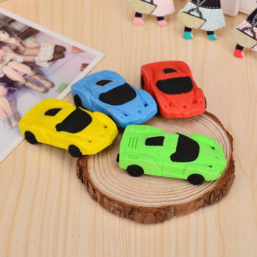Cartoon racing eraser, detachable car-shaped eraser, creative stationery, school supplies, prizes wholesale