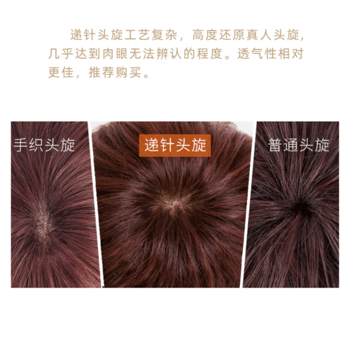 Female Short Hair Mom Full Head Wig Manufacturer Wholesale Real Human Hair Women Round Face Short Wavy Wig Suit for Middle-aged