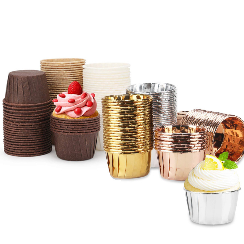 Gold Silver Cake Cuppers Oil-proof Paper Holder Double-sided Aluminum Foil Curled Paper Cups Baking Paper Cups Mammaffin Paper Gold Silver Cake Cuppers Oil-proof Paper Holder Double-sided Aluminum Foil Curled Paper Cups Baking Paper Cups Mammaffin Paper