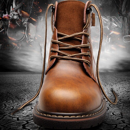 2025 English Men's Fleece Lined Martin Boots Leisure Mid-Cap Leather Boots Fashion Men's Cotton Boots Warm Boots Trendy Shoes