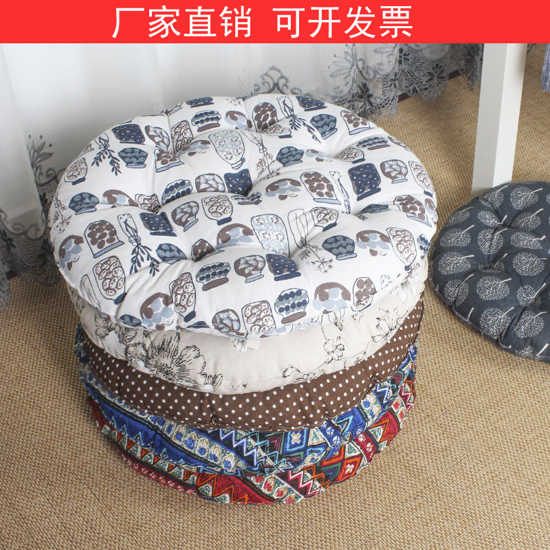 [Manufacturer Wholesale] Cotton and Linen Futon Cushions, Round Thickness, Printed Floor Sofa Dining Chair Balcony Cushions
