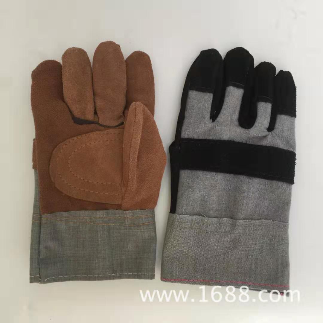 批发二层加拖电焊手套 电工防护劳保用品 耐磨加厚电焊手套