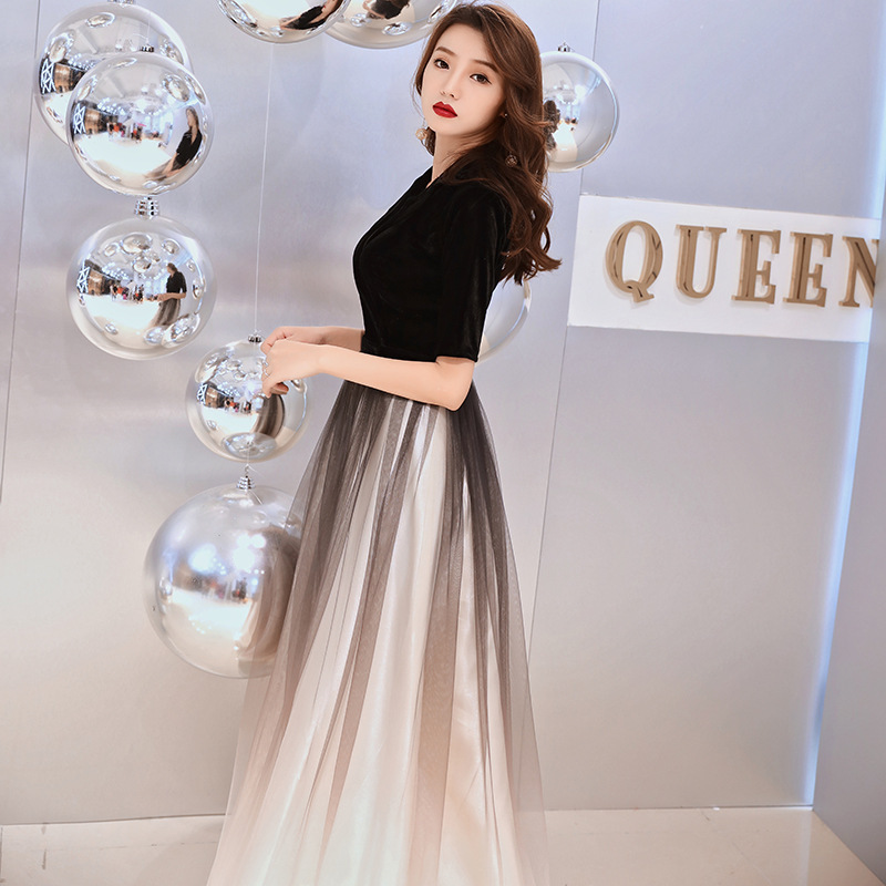 Vestido 2026, Nuevo Vestido de Noche Elegante de Invierno, Largo, con Cuello en V, para Banquete, Fiesta, Ajustado